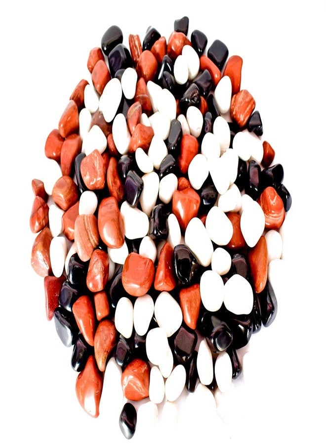 Power Stone Decorative Coloured Asymmetric Marble Stone Pebbles for Vase Filler Plant Pots Home Aquarium Fish Tanks Landscape Outdoor Garden Decoration (Brown, Black & White, 1 Kg) - Image 2